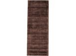 Teppich CARPETFINE "Ava Viskoseteppich", braun (dunkelbraun), B:80cm H:13mm L:400cm, Viskose, Teppiche, Teppich, Seidenoptik, leichter Glanz, auch als Läufer erhältlich