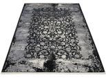 Teppich MUSTERRING "COLORADO FLOWER", grau (grau, schwarz), B:200cm H:5mm L:290cm, Polyacryl, Viskose, Teppiche, Teppich, exclusive MUSTERRING DELUXE COLLECTION hochwertig gekettelt Fransen
