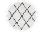 Hochflor-Teppich CARPETFINE "Eddy", schwarz, H:30mm Ø:200cm, Polyester, Teppiche, Fransenteppich, Shaggy Langflor mit Fransen, starke Größenauswahl, Wohnzimmer