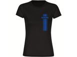 multifanshop Damen T-Shirt - Europa - Streifen - Druck blau - Frauen