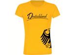 multifanshop Damen T-Shirt - Deutschland - Adler seitlich - Druck schwarz - Frauen