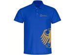 multifanshop Poloshirt - Deutschland - Adler seitlich Gold - Druck gold metallic - Polo