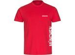 multifanshop Kinder T-Shirt - München rot - Brust & Seite - Druck weiß - Kind