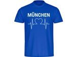 multifanshop Kinder T-Shirt - München blau - Herzschlag - Druck weiß - Kind