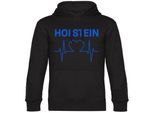 multifanshop Kapuzen Sweatshirt - Holstein - Herzschlag - Druck blau - Hoodie