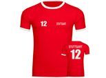 multifanshop Kontrast T-Shirt - Stuttgart - Trikot Nummer 12 - Druck weiß - Männer