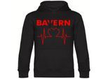 multifanshop Kapuzen Sweatshirt - Bayern - Herzschlag - Druck rot - Hoodie