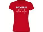 multifanshop Damen T-Shirt - Bayern - Herzschlag - Druck weiß - Frauen