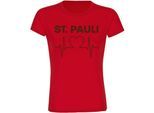 multifanshop Damen T-Shirt - St. Pauli - Herzschlag - Druck braun - Frauen