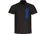 multifanshop Poloshirt - Darmstadt - Streifen - Druck blau - Polo