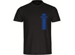 multifanshop Herren T-Shirt - Braunschweig - Streifen - Druck blau - Männer