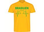 multifanshop Kinder T-Shirt - Brasilien - Herzschlag - Druck grün - Kind