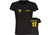 multifanshop Damen T-Shirt - Braunschweig - Trikot Nummer 12 - Druck gelb - Frauen