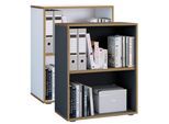 VCM Holzregal stehend platzsparender Aktenschrank Maße ca. H. 74 x B. 60 x T. 33 cm Elegantes Regal Büroregal – Salia 2fach B. 60 cm