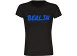multifanshop Damen T-Shirt - Berlin blau - Textmarker - Druck blau - Frauen