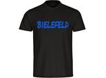 multifanshop Herren T-Shirt - Bielefeld - Textmarker - Druck blau - Männer
