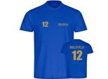 multifanshop Kinder T-Shirt - Bielefeld - Trikot Nummer 12 gold - Druck gold metallic - Kind