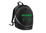 multifanshop Rucksack - Bremen - Herzschlag - Druck grün - Tasche