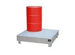 Auffangwanne BAUER WM-4/200, Stahl, unterfahrbar, feuerverzinkt, mit Gitterrost, B 1200 x T 1200 x H 290 mm, 4 x 200 l