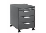 Rollcontainer 1333, 3 Schübe & 1 Utensilienauszug, abschliessbar, runde Griffe, Holz/Stahl/Kunststoff, B 434 x T 600 x H 613 mm, graphit
