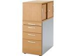 Schäfer Shop Genius Standcontainer mit Aufsatzschrank inkl. Schiebetür, komplett abschliessbar, runder Griff, buche