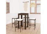 vidaXL 5-tlg. Gartenbar-Set mit Kissen Poly Rattan Braun