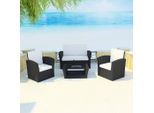 vidaXL 4-tlg. Garten-Lounge-Set mit Kissen Poly Rattan Schwarz