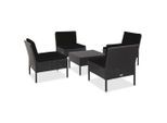 vidaXL 5-tlg. Garten-Sofagarnitur mit Auflagen Poly Rattan Schwarz