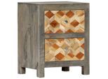 vidaXL Nachttisch Grau 40x30x50 cm Massivholz Mango