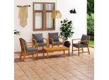 vidaXL 5-tlg. Garten-Lounge-Set mit Auflagen Massivholz Akazie