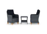 vidaXL 3-tlg. Garten-Lounge-Set mit Auflagen Poly Rattan Dunkelgrau