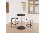 vidaXL 3-tlg. Gartenbar-Set mit Kissen Poly Rattan Schwarz