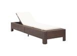vidaXL Sonnenliege mit Auflage Braun Poly Rattan