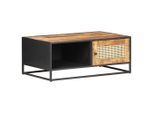 vidaXL Couchtisch 90x50x35 cm Raues Mangoholz und Wiener Geflecht