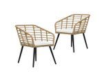 vidaXL Gartenstühle 2 Stk. mit Auflagen Poly Rattan Eiche