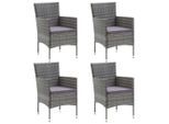 vidaXL Garten-Essstühle 4 Stk. Poly Rattan Grau