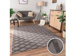 Paco Home Teppich »Utrecht 642« rechteckig 4 mm Höhe Kurzflor, Uni Farben, 3D-Design, Rauten Muster, Hoch-Tief Effekt