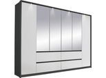 Drehtürenschrank RAUCH "Mainz mit Spiegel und Passepartout", grau (graumetallic, alpinweiß), B:275cm H:212cm T:58cm, Holzwerkstoff, Schränke, Drehtürenschrank, optional mit Beleuchtung, Außentüren mit Push-to-Open Funktion