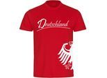 multifanshop Herren T-Shirt - Deutschland - Adler seitlich - Druck weiß - Männer