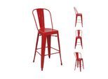4er-Set Barhocker MCW-A73, Barstuhl Tresenhocker mit Lehne, Metall Industriedesign ~ rot