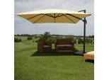 Ampelschirm MCW-A96, Gastronomie Sonnenschirm, 3x3m (Ø4,24m) Polyester/Alu 23kg ~ creme mit Ständer, drehbar
