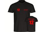 multifanshop Herren T-Shirt - Stuttgart - Trikot Nummer 12 - Druck rot - Männer