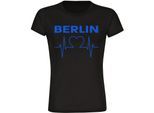 multifanshop Damen T-Shirt - Berlin blau - Herzschlag - Druck blau - Frauen