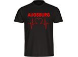 multifanshop Herren T-Shirt - Augsburg - Herzschlag - Druck rot - Männer