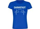 multifanshop Damen T-Shirt - Darmstadt - Herzschlag - Druck weiß - Frauen