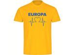 multifanshop Herren T-Shirt - Europa - Herzschlag - Druck blau - Männer