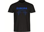 multifanshop Herren T-Shirt - Europa - Herzschlag - Druck blau - Männer