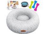 LOVPET® Hundebett Hundekissen Katzenbett Bagel, Waschbar, Inkl. Napf + 3x Kauknochen, Hundesofa flauschig Kissen Rund aus Plüsch für Kleine, Mittelgroße & Große Hunde, Katzen