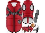 LOVPET® Hundejacke Hundemantel mit Geschirr, inkl. 45 Stück Kotbeutel + Spender, Hunde Winterweste gefüttert wasserdicht, Gepolsterte Weste Mit Brustgurt, Reflektoren, D-Ring