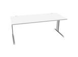 Schäfer Shop Pure Schreibtisch PLANOVA BASIC, Rechteck, C-Fuss, B 1800 x T 800 x H 717 mm, weiss/weissaluminium + Kabelkanal